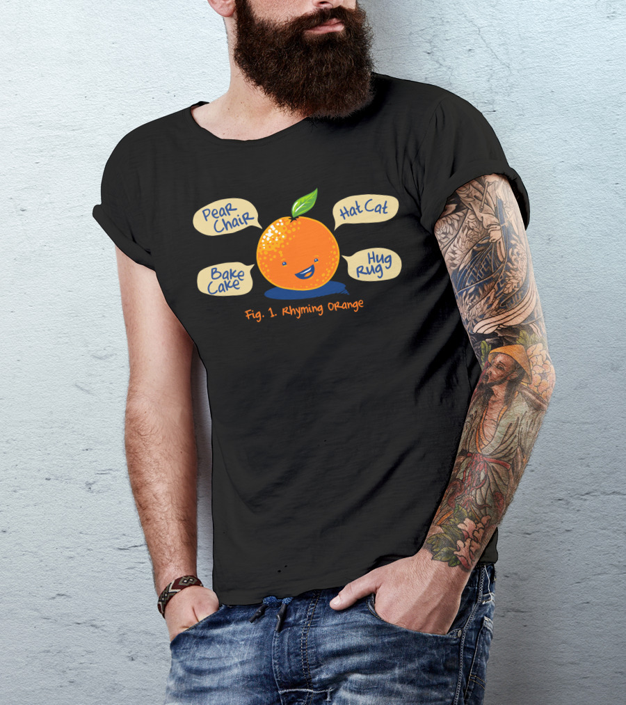 Pear Chair Bake Cake Hat Cat Hug Rug Fig. 1 Rhyming Orange T-Shirt