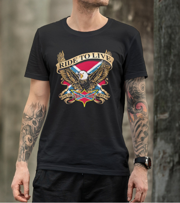 Ride To Live Eagle Flag Live To Ride Free Rider T-Shirt