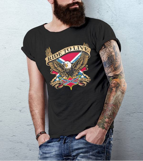 Ride To Live Eagle Flag Live To Ride Free Rider T-Shirt