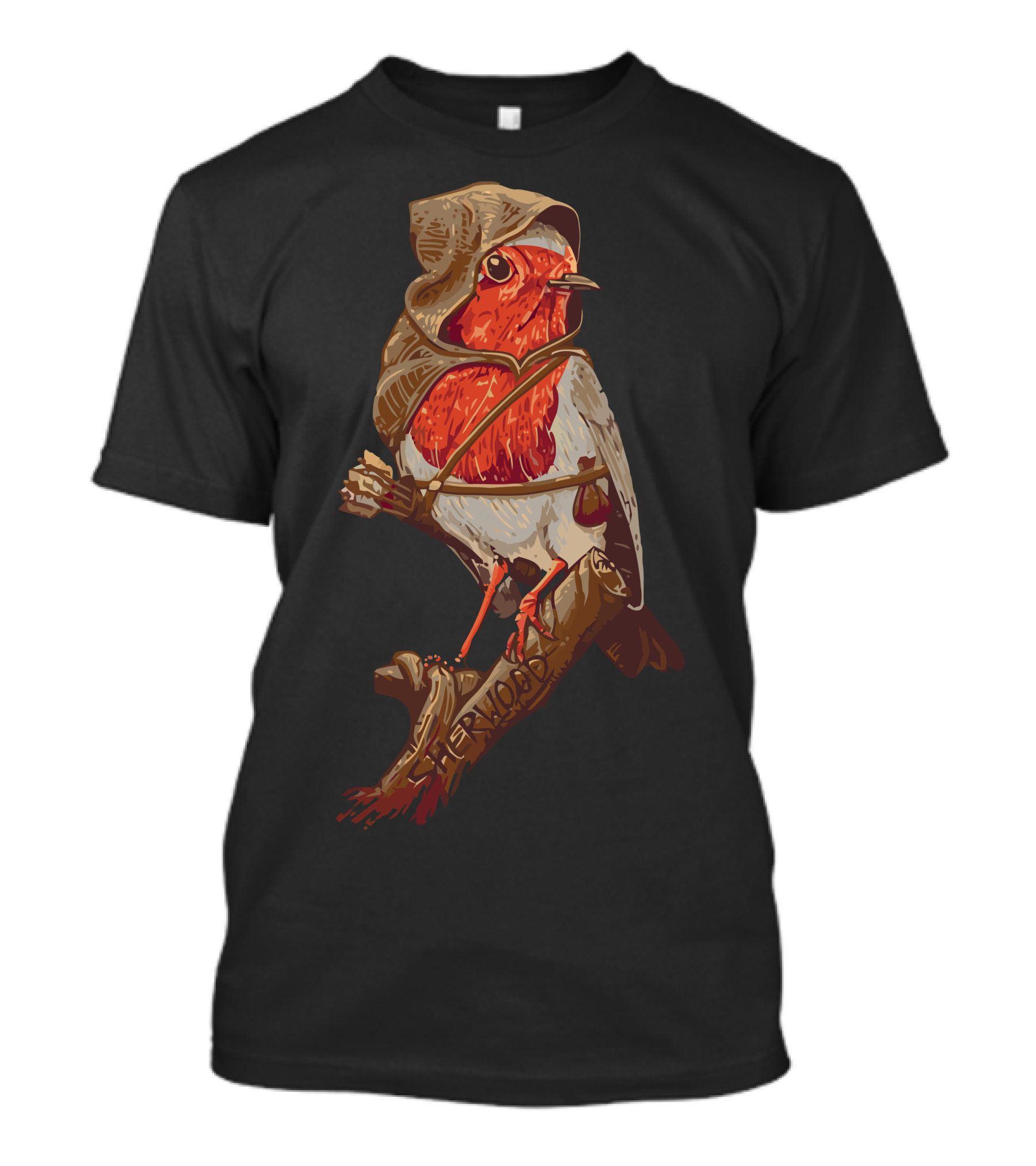Robin Hood Fantasy Bird With Hood And Bow On Tree Branch T-Shirt