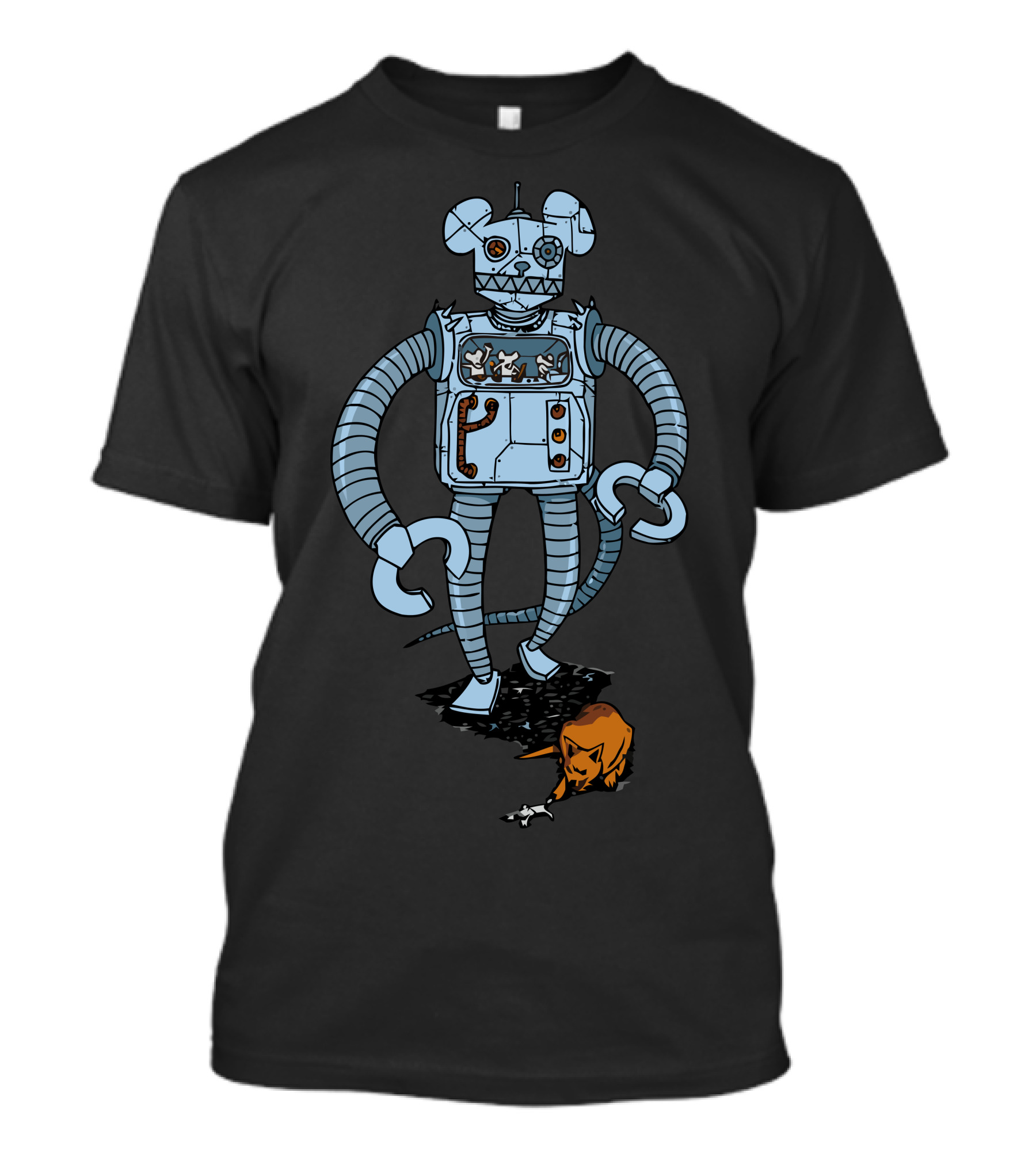 Rodents Controlling Giant Robot Mouse With Orange Cat T-Shirt