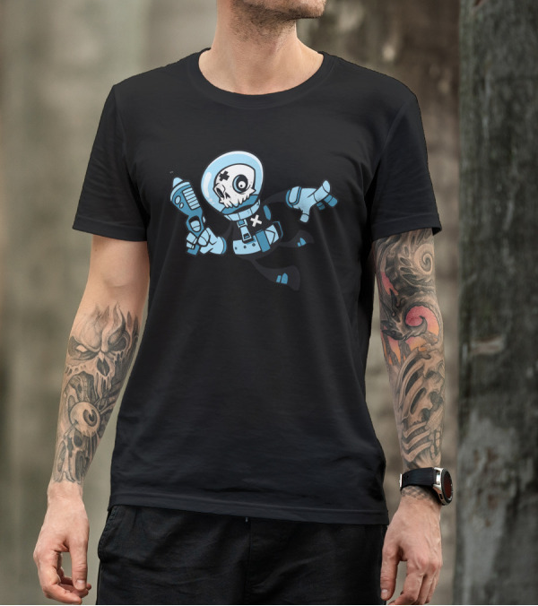 Skullsuit Cosmic Astronaut With Ray Gun T-Shirt