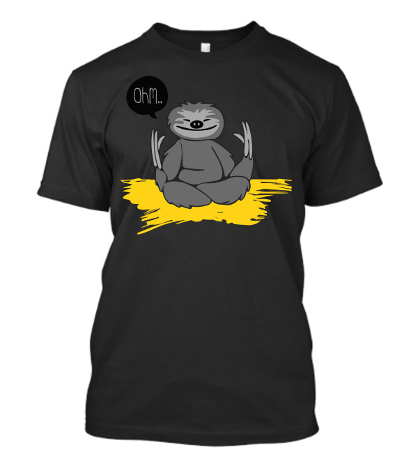 Ohm Sloth Life Meditation Yellow Pillow T-Shirt