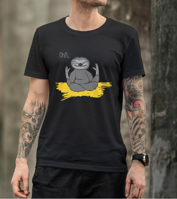 Ohm Sloth Life Meditation Yellow Pillow T-Shirt