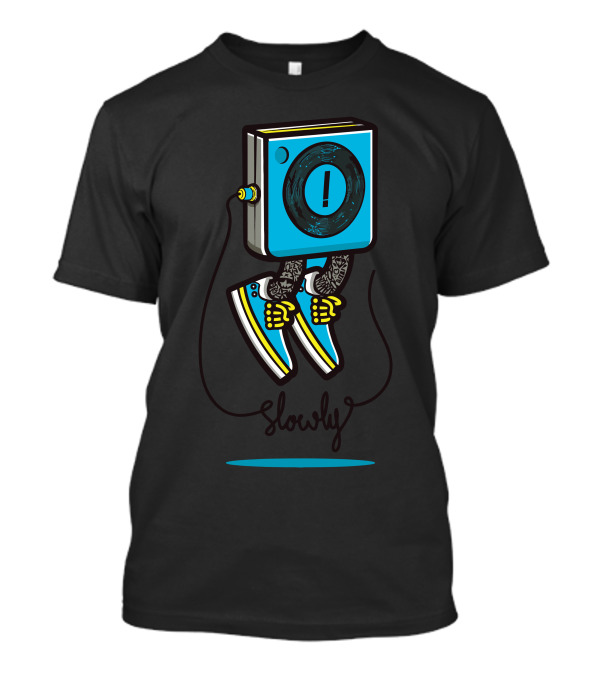 Slowly Blue Box With Exclamation And Sneakers T-Shirt