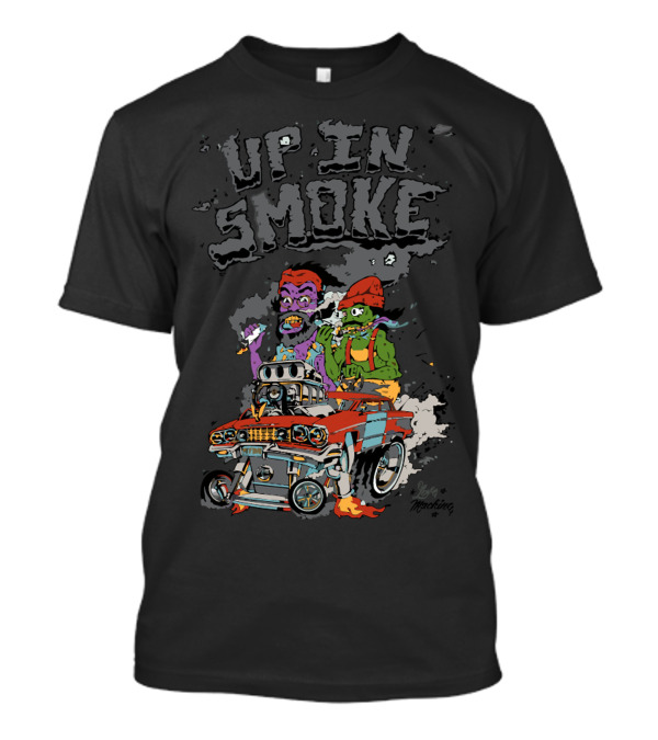 Up In Smoke Cartoon Hot Rod Monsters T-Shirt