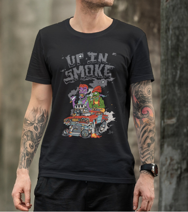 Up In Smoke Cartoon Hot Rod Monsters T-Shirt