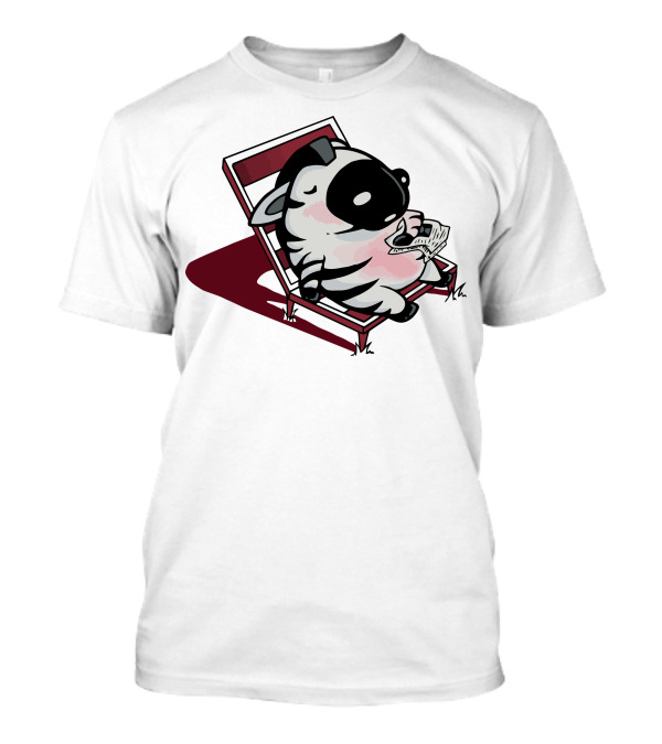 WhatS Black And White And Red All Over Relaxing Striped Animal Lounging With Newspaper T-Shirt