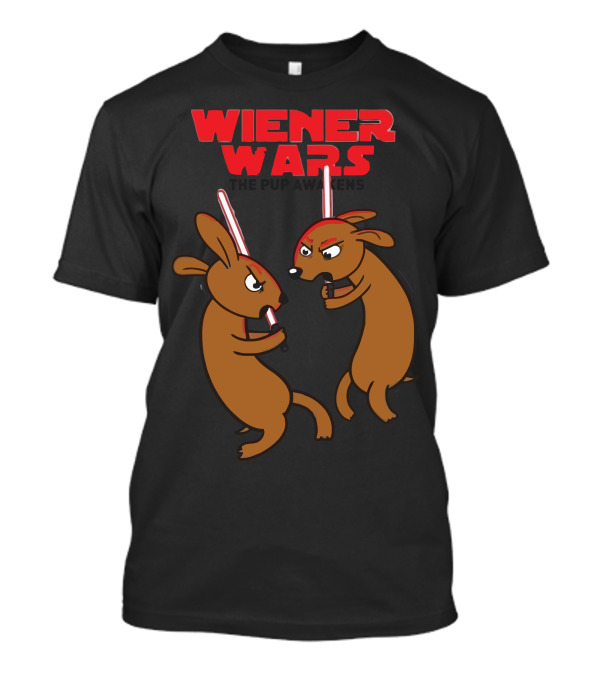 Wiener Wars Dachshund Dogs Lightsaber Battle T-Shirt
