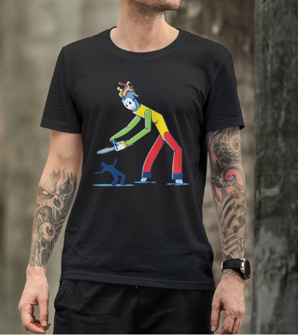 Wind Dancer Turned Bad Rainbow Chainsaw Guy With Mask Chasing T-Shirt