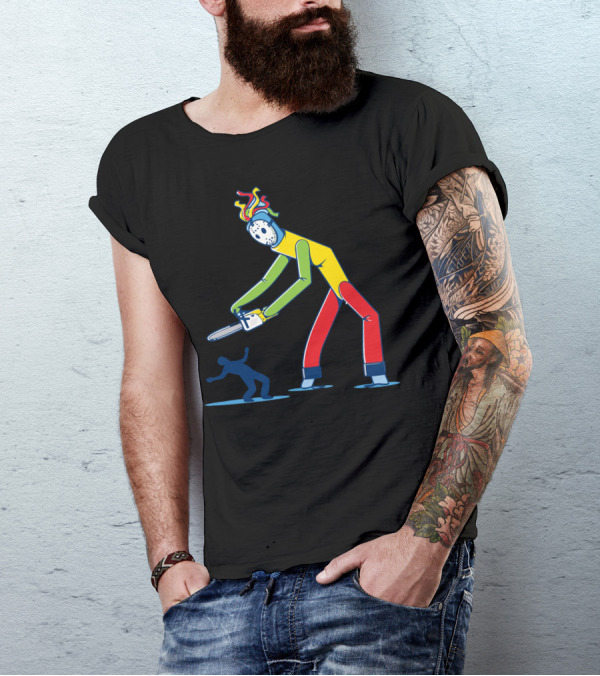 Wind Dancer Turned Bad Rainbow Chainsaw Guy With Mask Chasing T-Shirt