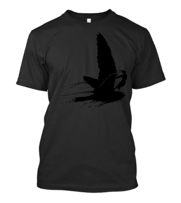 Windsurfingbird Black Silhouette Art With Bird In Flight T-Shirt