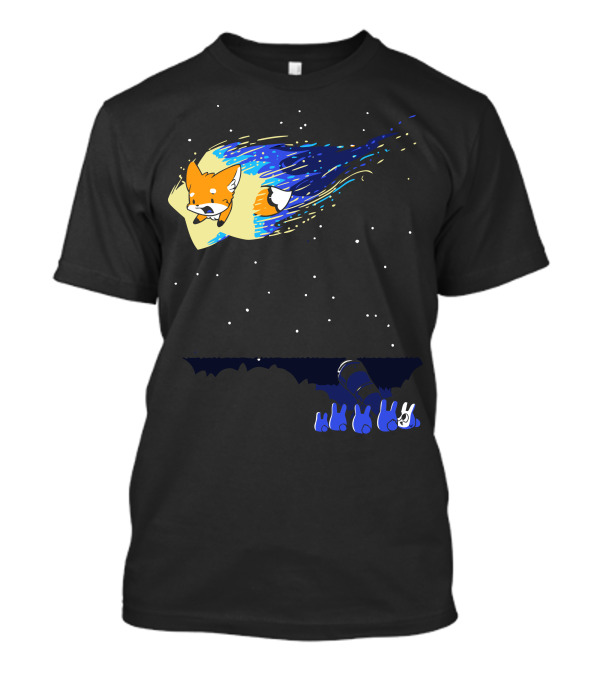 Wish Upon A Fox Shooting Star Over Telescope Rabbits Night Sky T-Shirt