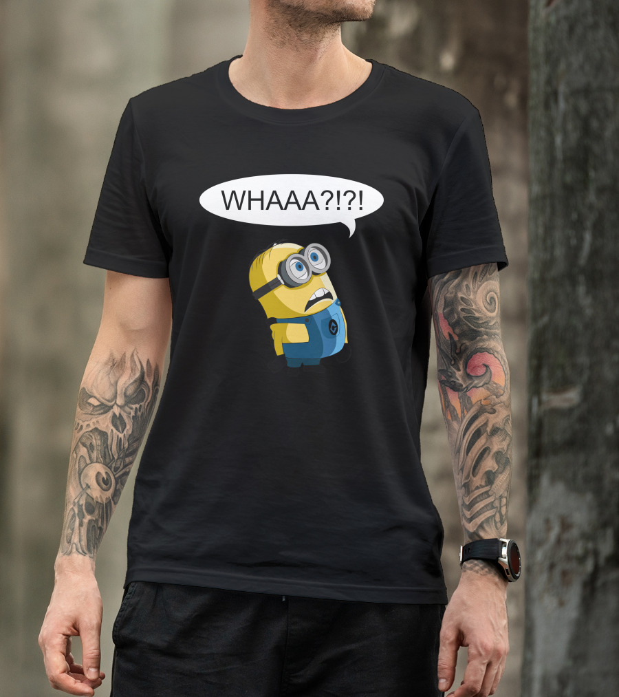 Whaaa Minion Despicable Me Expression With Speech Bubble T-Shirt