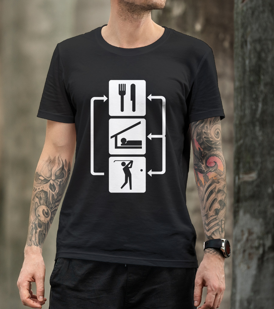 Eat Sleep Golf Cool Sport Dad Golfing Routine T-Shirt