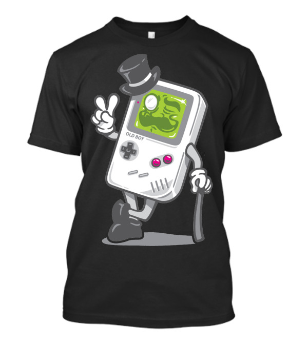 Gamer Funny Parody Old Boy Gentleman Game Device Character With Top Hat And Cane T-Shirt