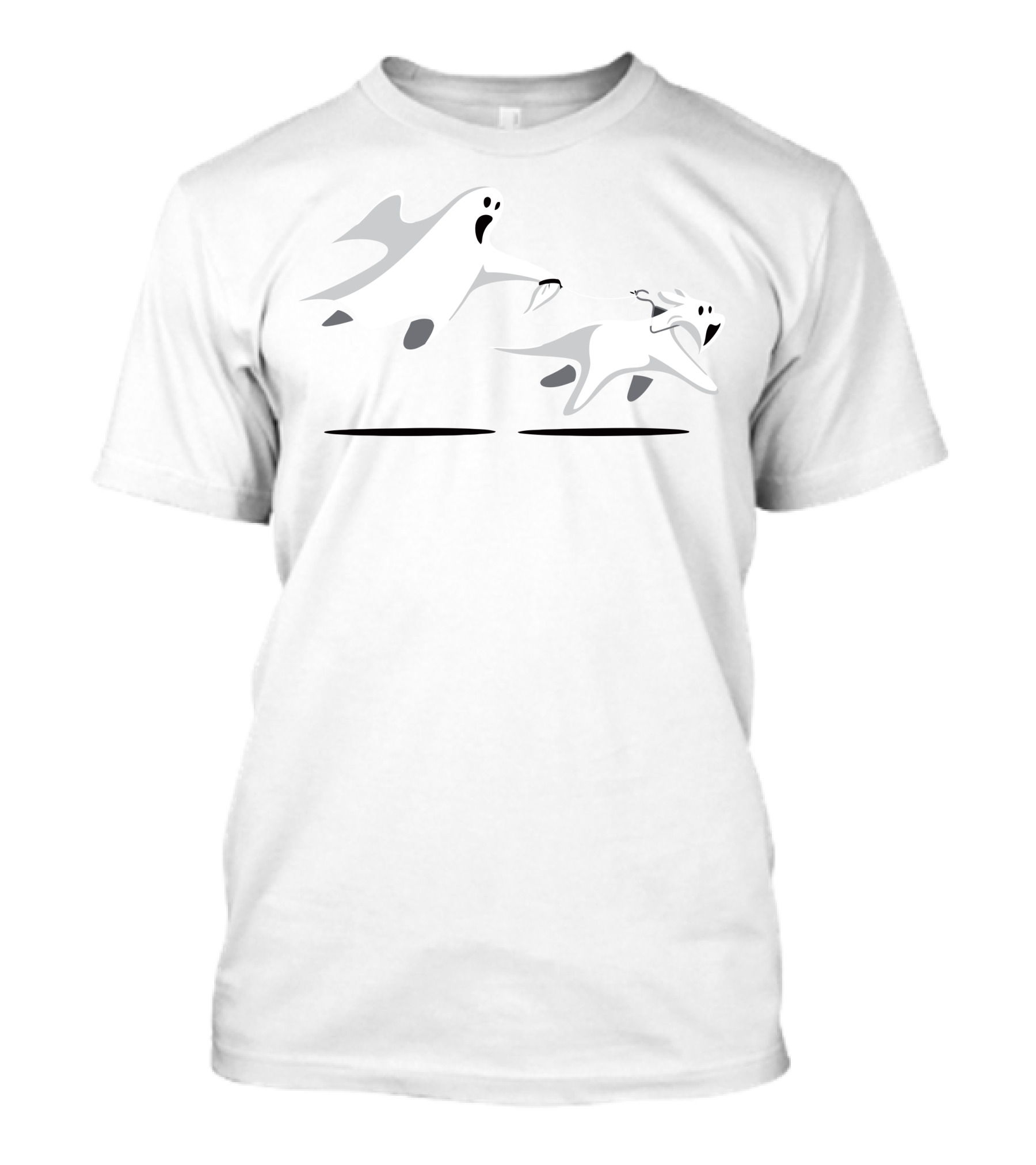 Ghost Walking Leashed Dog In Flight T-Shirt
