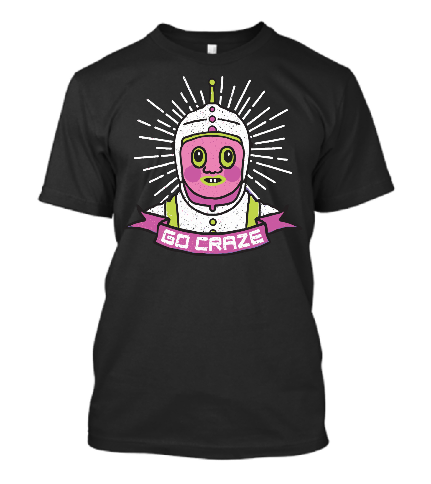 GO CRAZE Retro Space Robot Icon With Radiant Lines T-Shirt