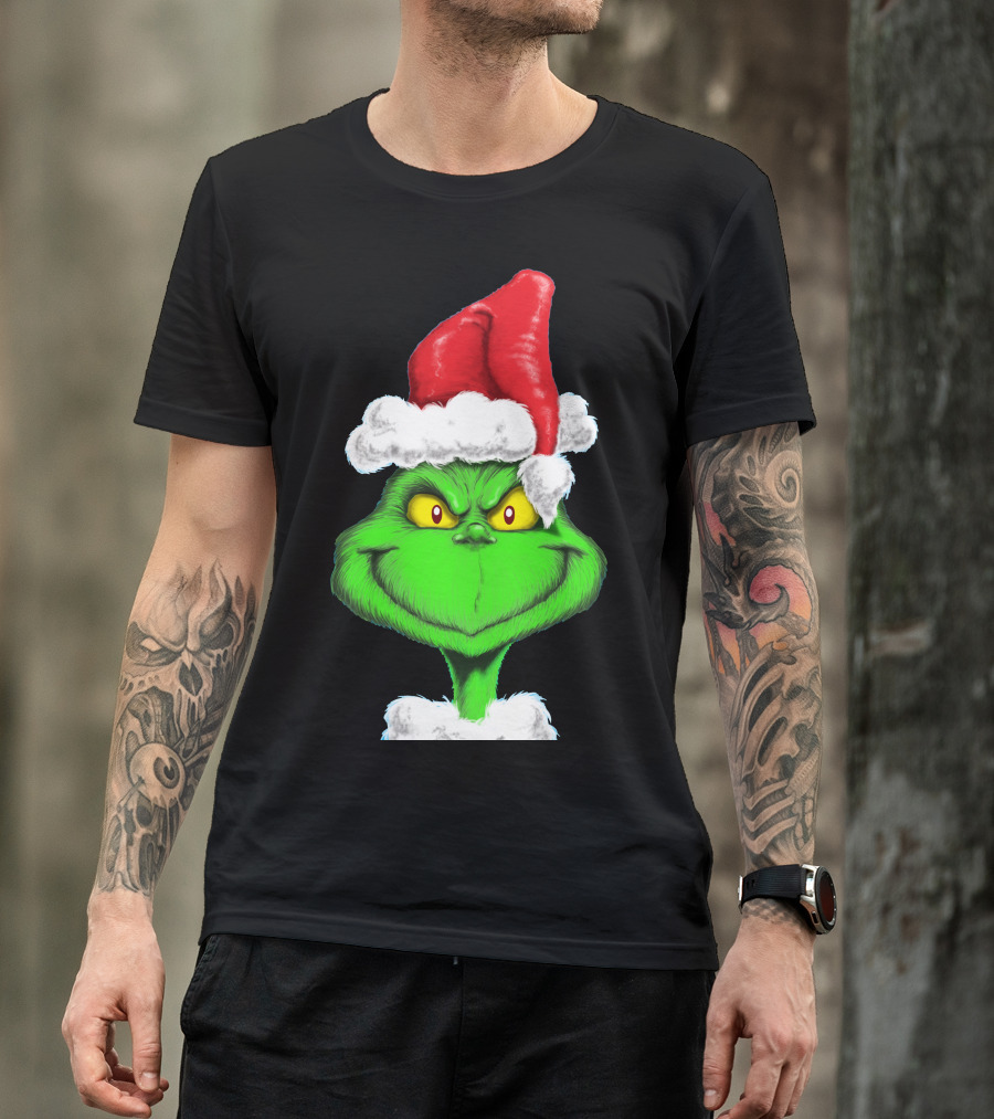 Grinch Santa Hat Christmas T-Shirt