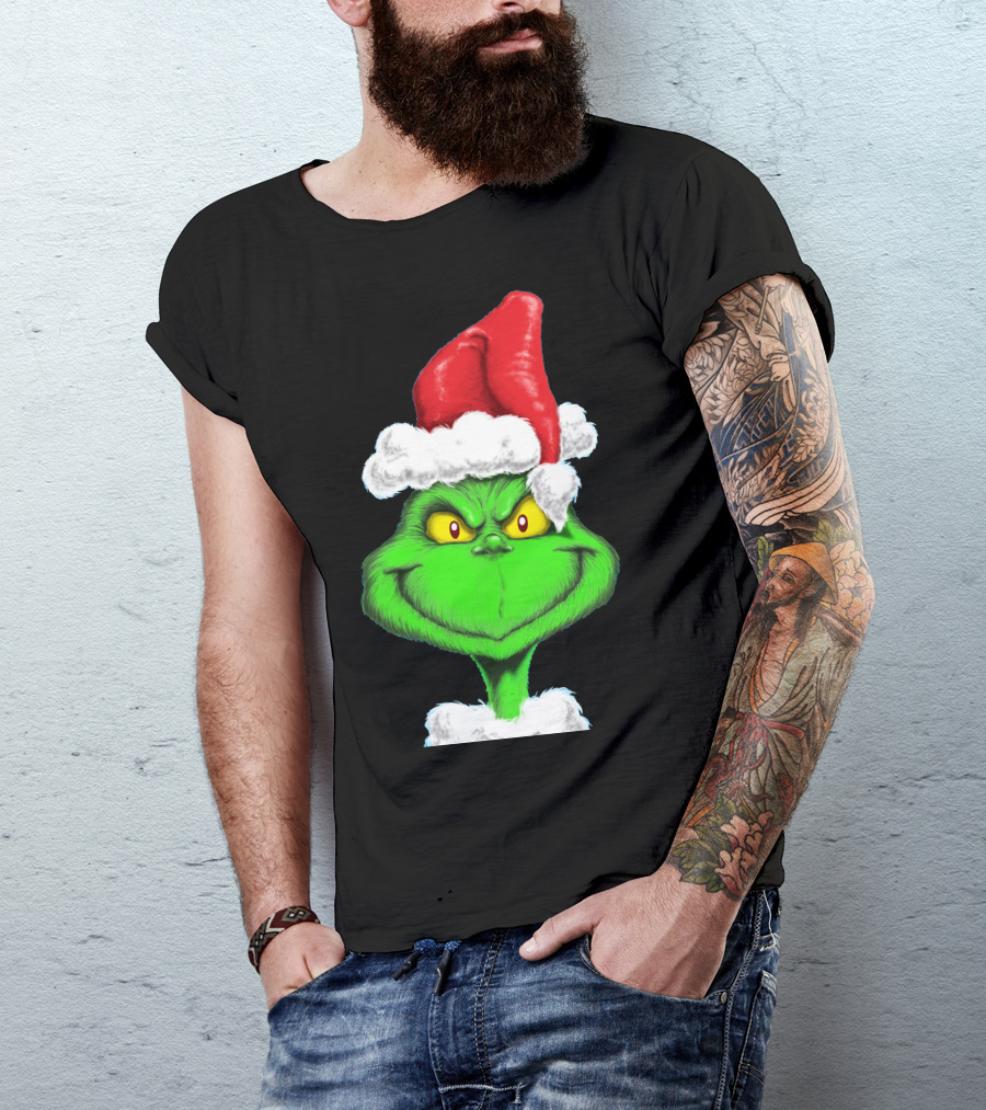 Grinch Santa Hat Christmas T-Shirt