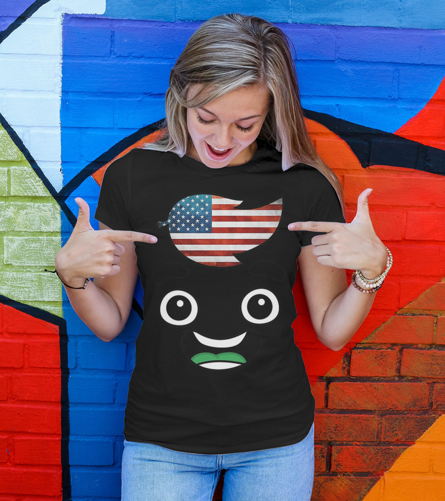 Guava Juice America Flag Hair Smile Face T-Shirt