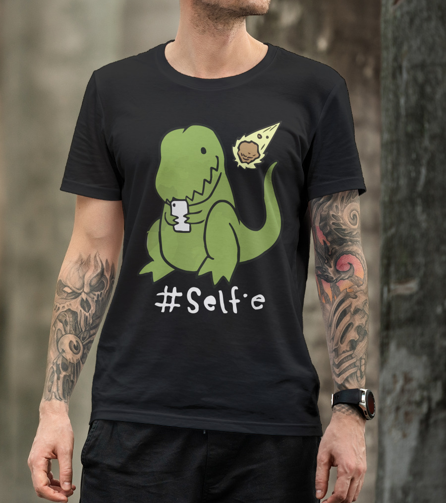 Selfie Dinosaur Meteor Moment T-Shirt