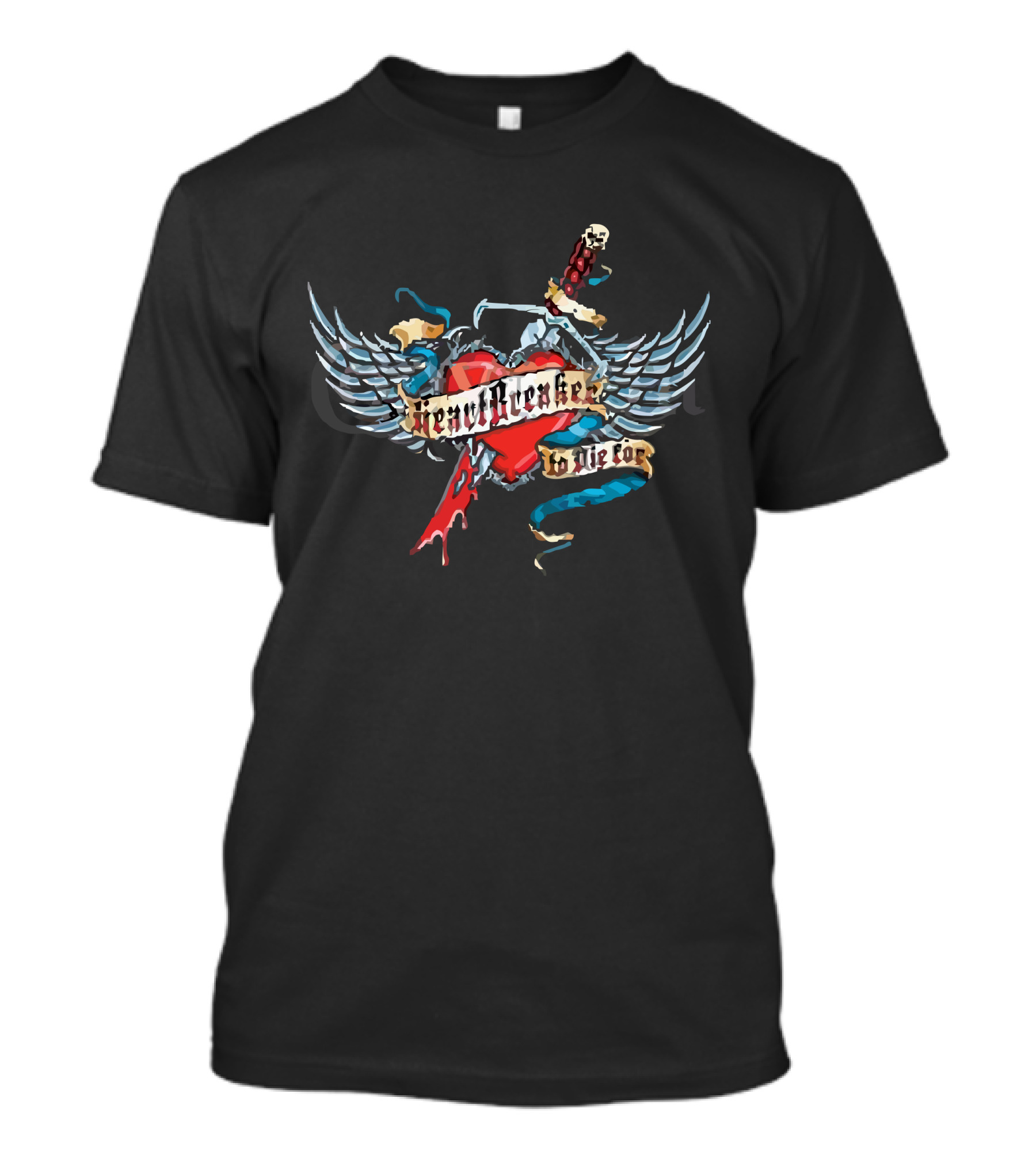Heartbreaker To Die For Winged Heart With Sword And Snake T-Shirt