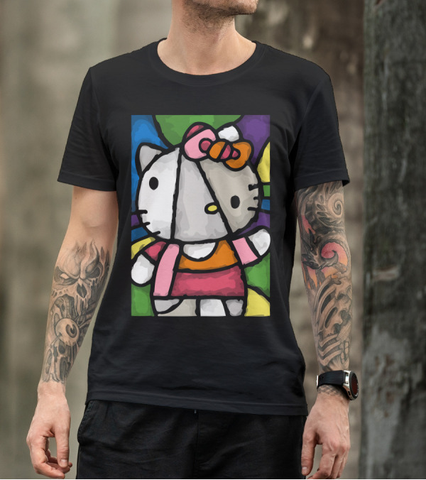Hello Picasso Kitty Stained Glass T-Shirt