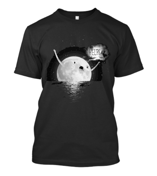 Help Moon Illustration With Arms Raised In Desperation T-Shirt