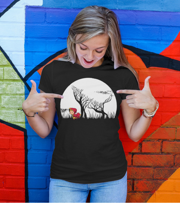 Red Riding Hood Hidden Wolf Forest Moon T-Shirt