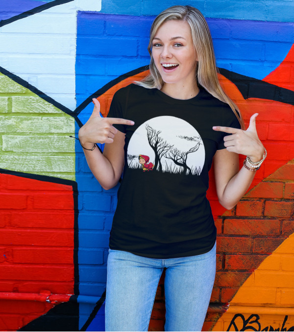 Red Riding Hood Hidden Wolf Forest Moon T-Shirt