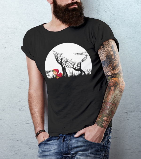 Red Riding Hood Hidden Wolf Forest Moon T-Shirt