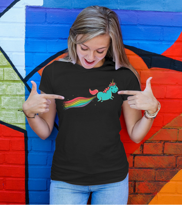 Unicorn With Rainbow Trail T-Shirt