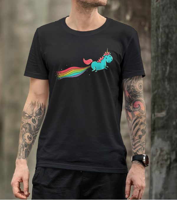 Unicorn With Rainbow Trail T-Shirt