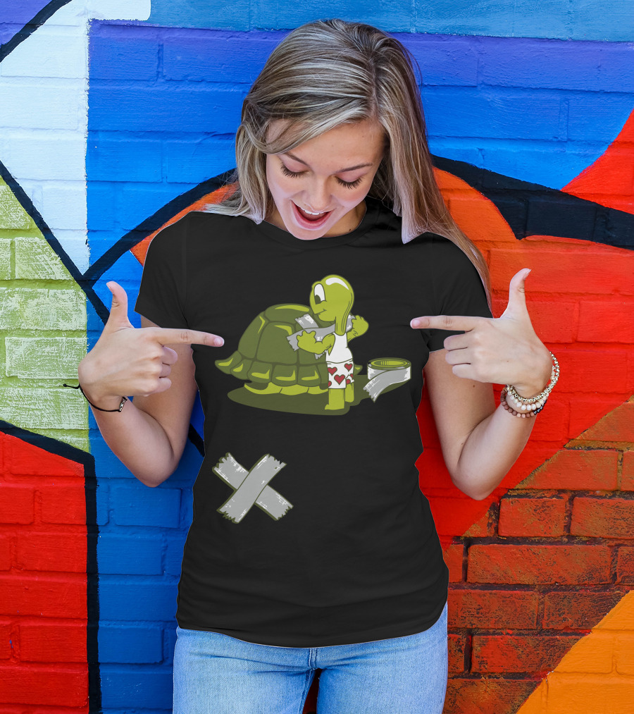 Turtle Tape Fixing Shell With Duct Tape Hearts Shorts T-Shirt