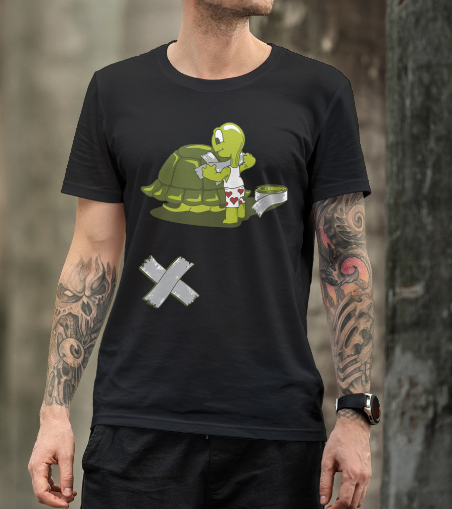 Turtle Tape Fixing Shell With Duct Tape Hearts Shorts T-Shirt