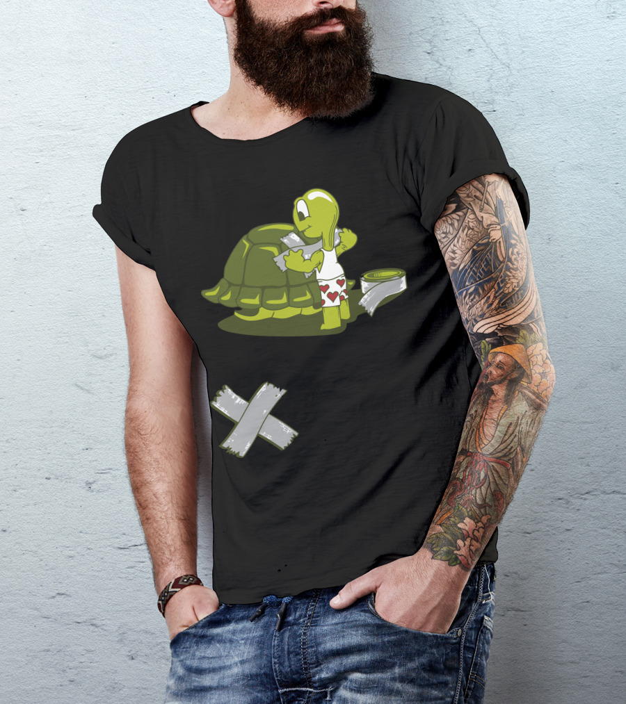 Turtle Tape Fixing Shell With Duct Tape Hearts Shorts T-Shirt