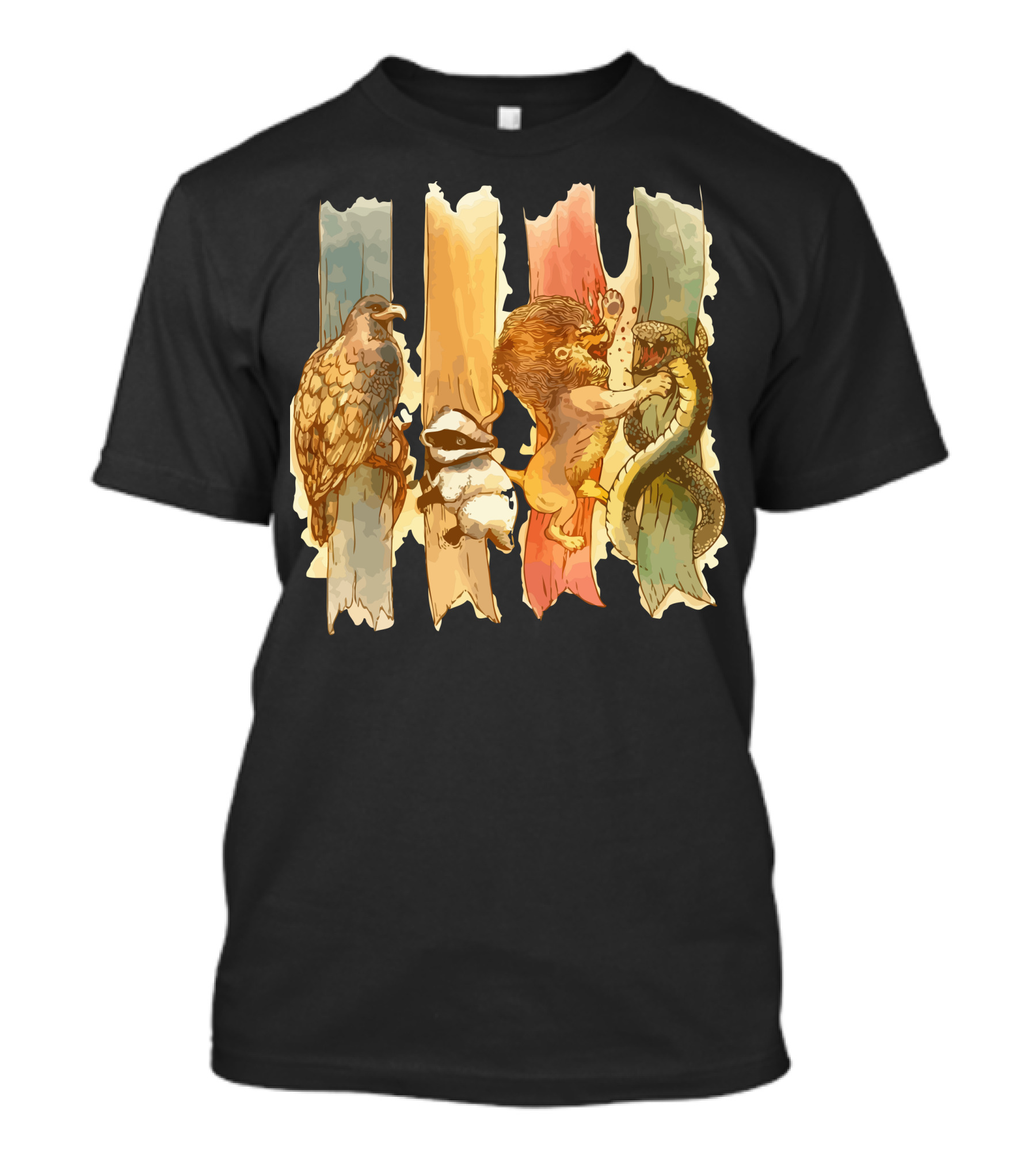Lion Badger Eagle Snake Stripes House Brawl T-Shirt