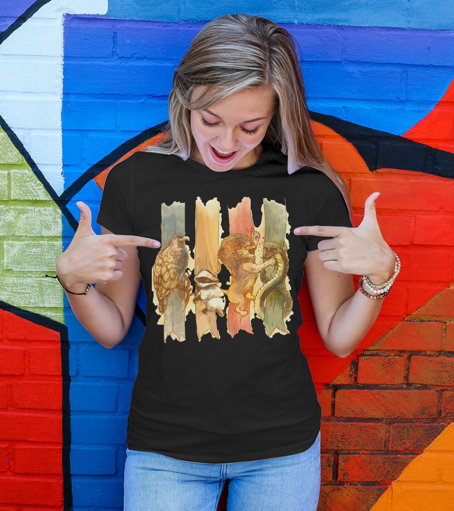 Lion Badger Eagle Snake Stripes House Brawl T-Shirt