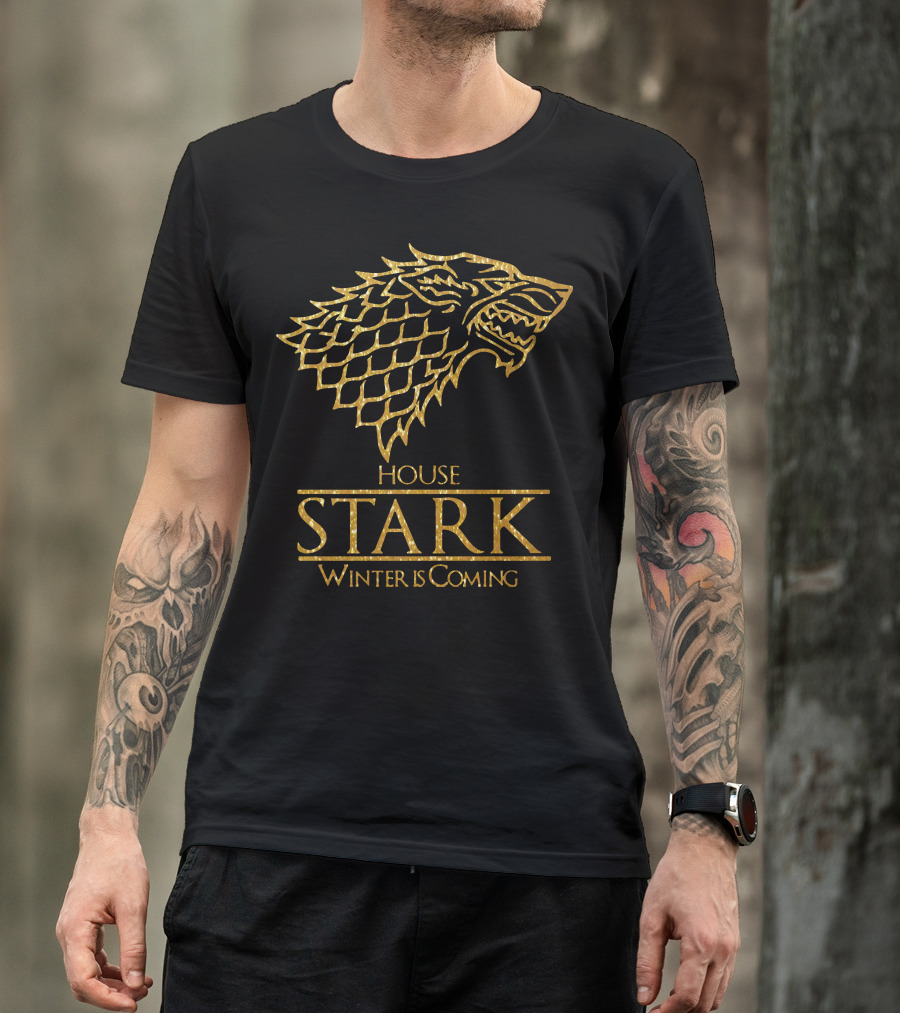 House Stark Winter Is Coming Gold Direwolf Sigil T-Shirt