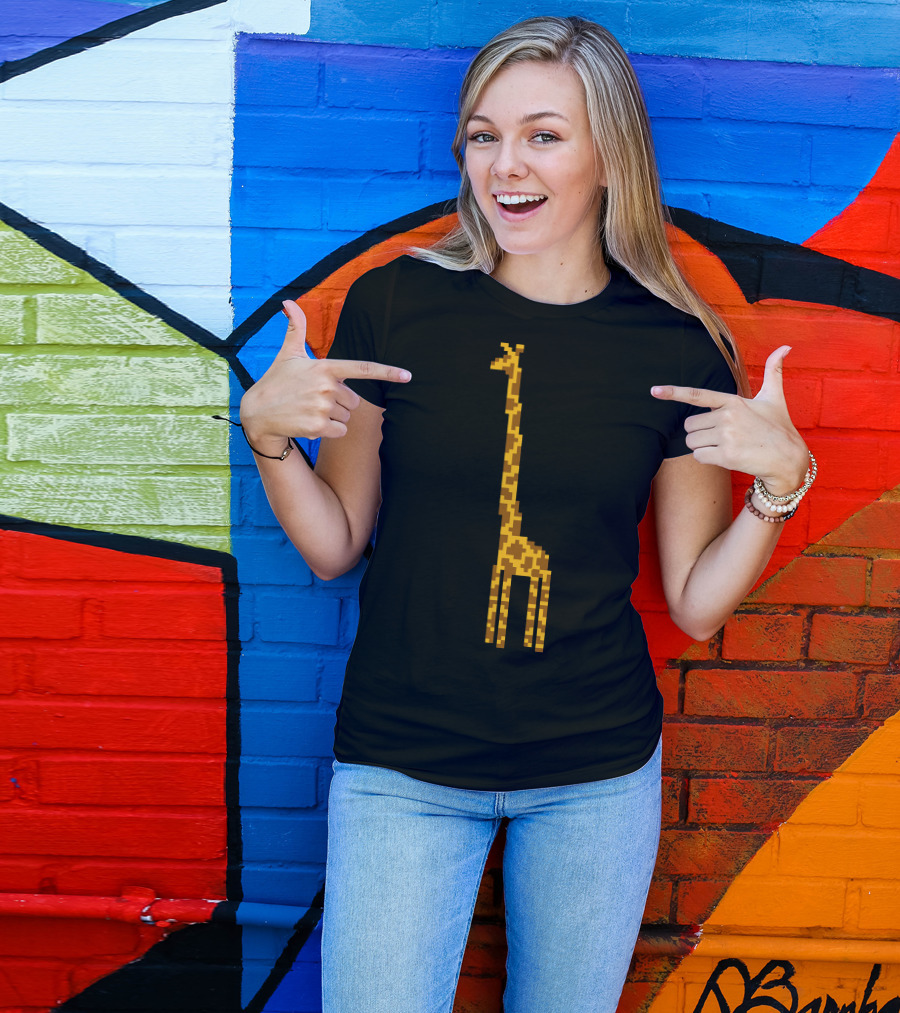 Pixel Art Giraffe Pattern I Am Taller Than Most Things T-Shirt