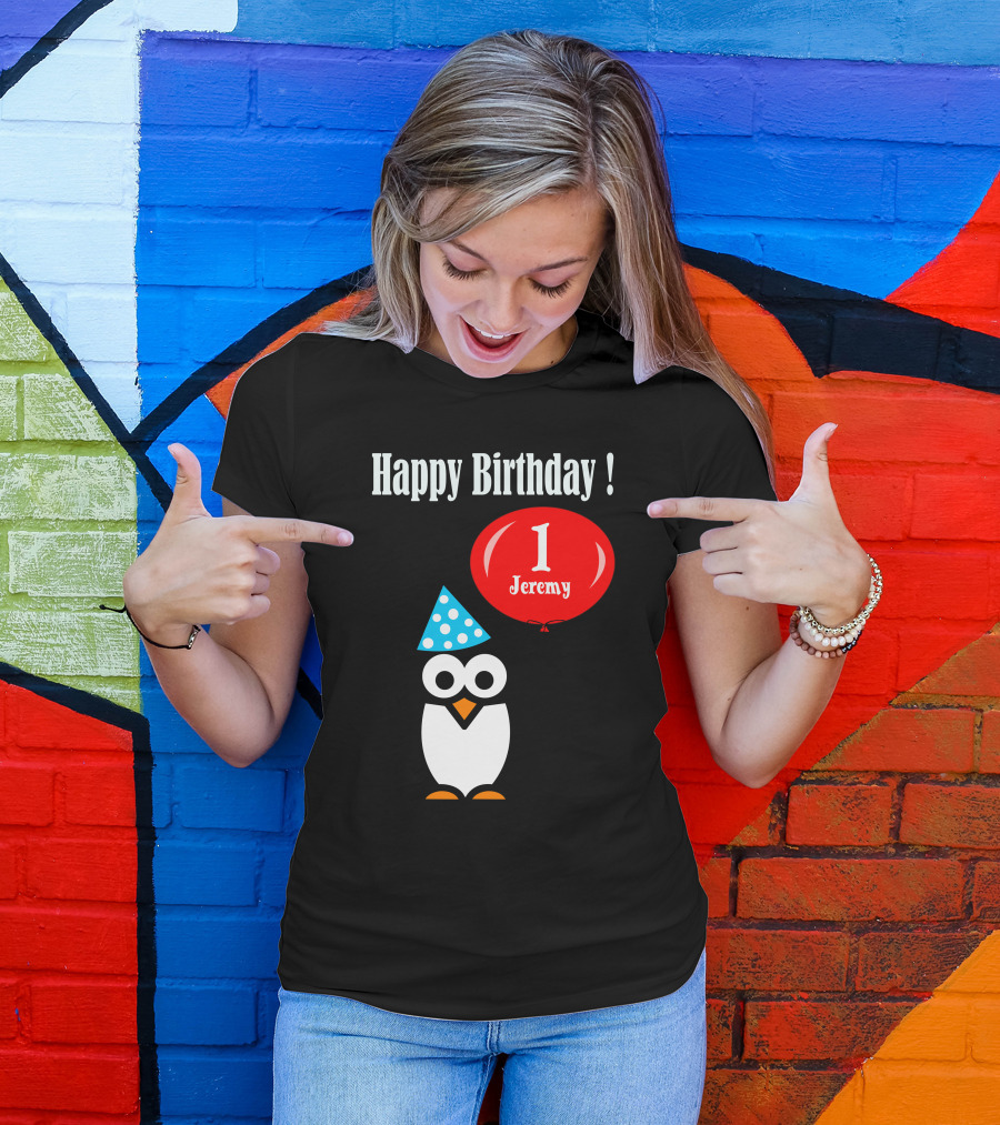 Happy Birthday Penguin 1 Jeremy Balloon T-Shirt