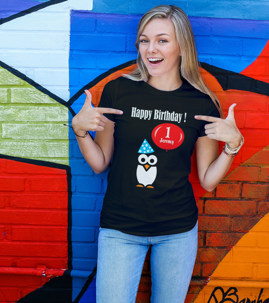 Happy Birthday Penguin 1 Jeremy Balloon T-Shirt