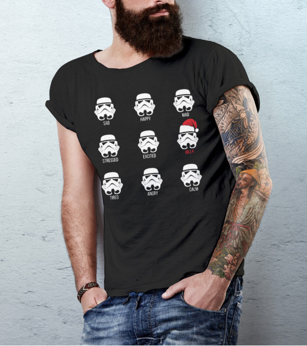 Jolly Santa Stormtrooper Sad Happy Mad Stressed Excited Tired Angry Calm T-Shirt