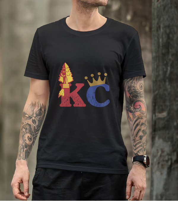 KC Kansas City Arrowhead And Crown Hybrid T-Shirt