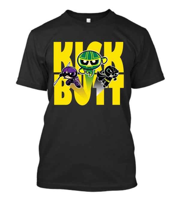Kick Butt Powerpuff Parody In Yellow And Black T-Shirt