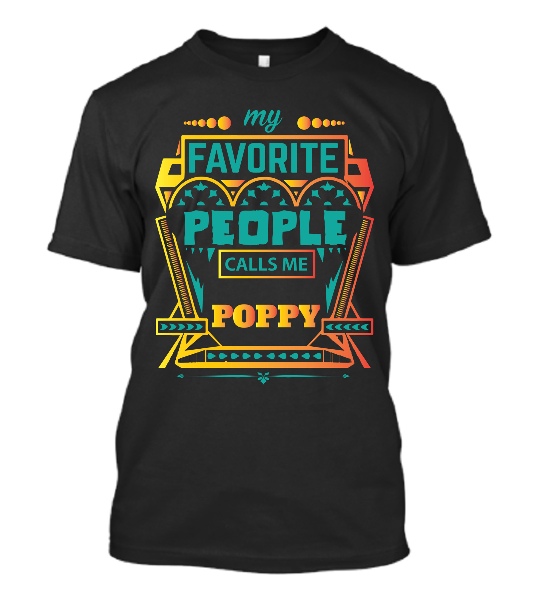 My Favorite People Calls Me Poppy Retro Geometric Heart T-Shirt
