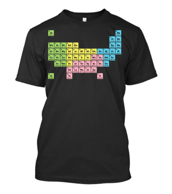 Periodic Table Of American States Shaped As USA Map T-Shirt