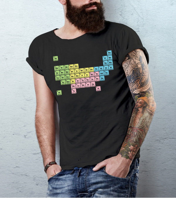 Periodic Table Of American States Shaped As USA Map T-Shirt