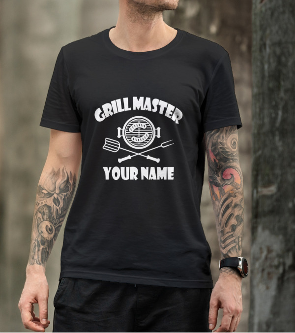 Grill Master Personalized Name Barbecue Utensils T-Shirt